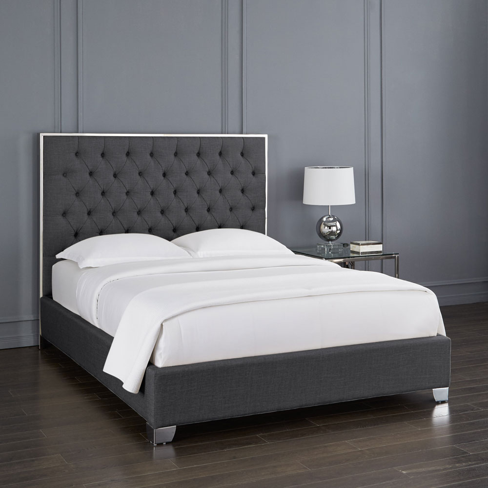 Kroma Grey Fabric Queen Bed